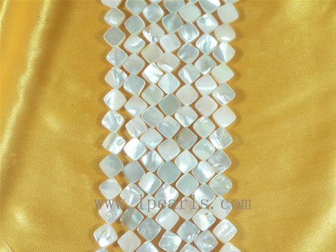 8mm white square shell strands